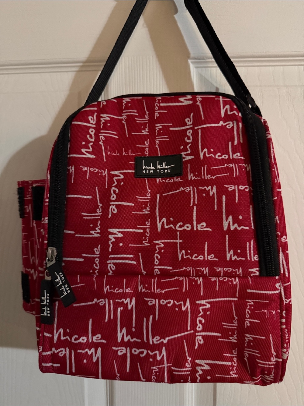 Nicole Miller Red Signature Logo lunch bag.